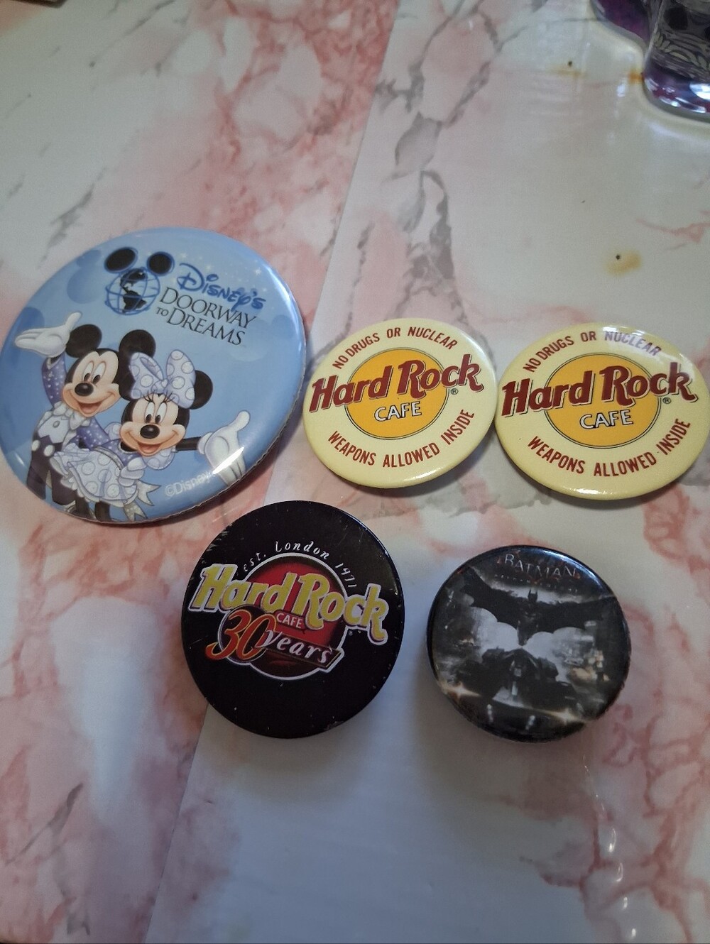 Hard Rock Cafe Yellow and Black Pinback Button Set